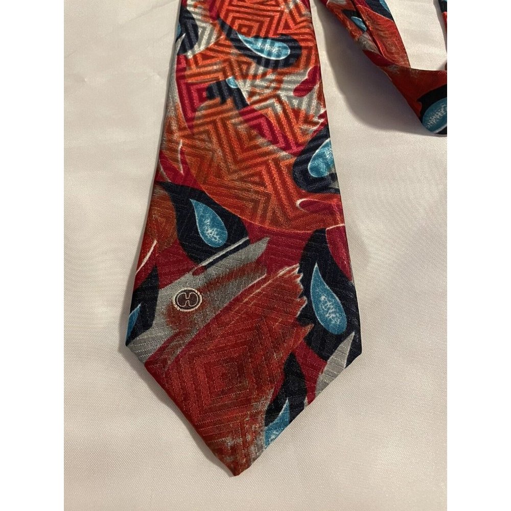 HALSTON III Vintage Men’s Tie ‘90s Deco Style Pattern Polyester USA 58” X 4” - Picture 3 of 6